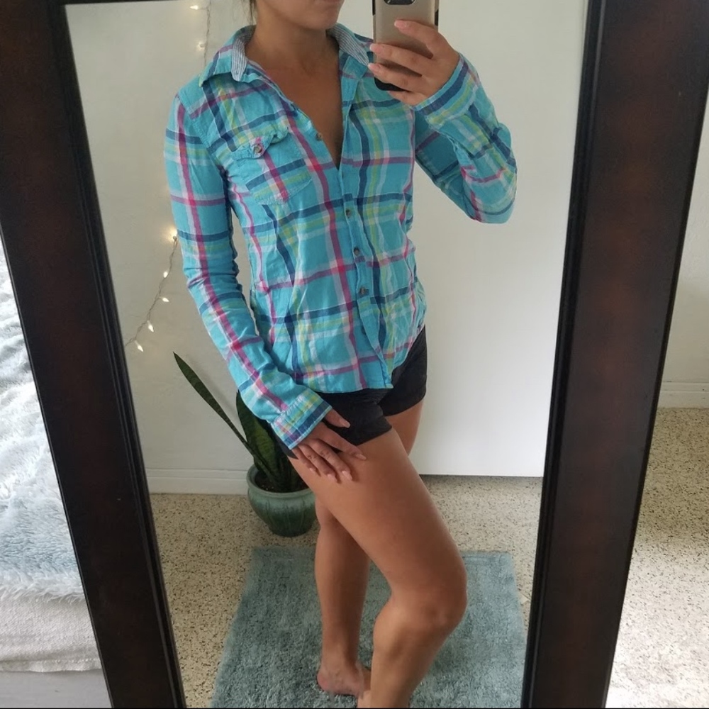 Blue Abercrombie and Fitch Flannel